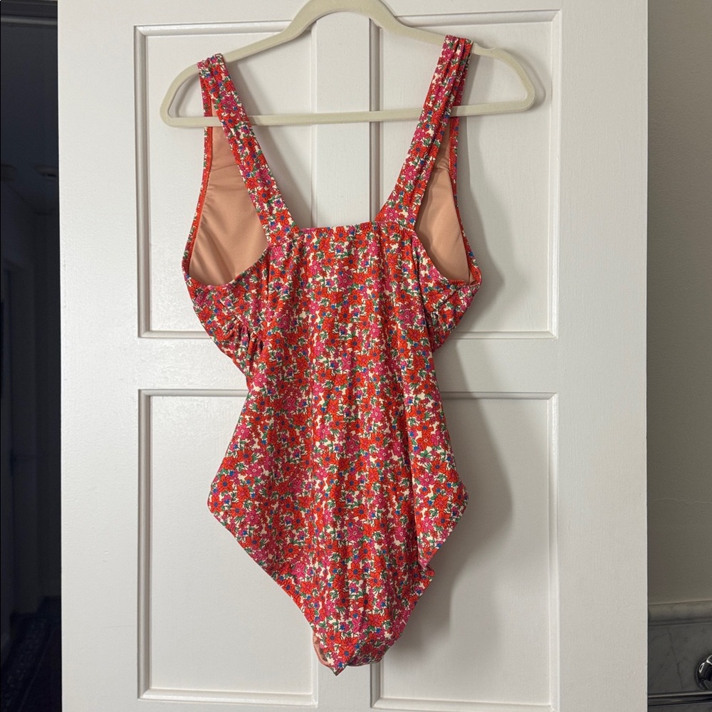 J.Crew Ruched V-neck one-piece swimsuit in brilliant blooms BP127 - Picture 5 of 7